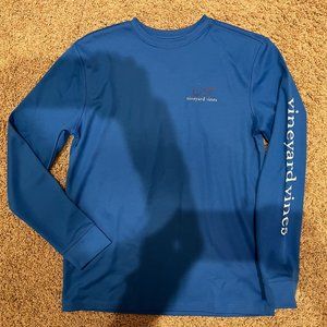 NWOT Vineyard vines performance long sleeve blue shirt - boys medium